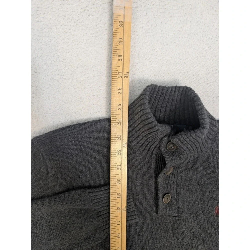 Polo by Ralph‎ Lauren Gray Knit High Neck Button Sweater Size M